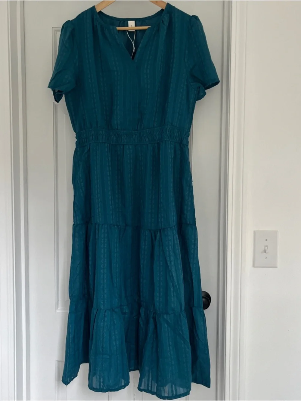Teal Blue Maxi Summer Dress short sleeve size large new with tags never worn - Picture 1 of 5